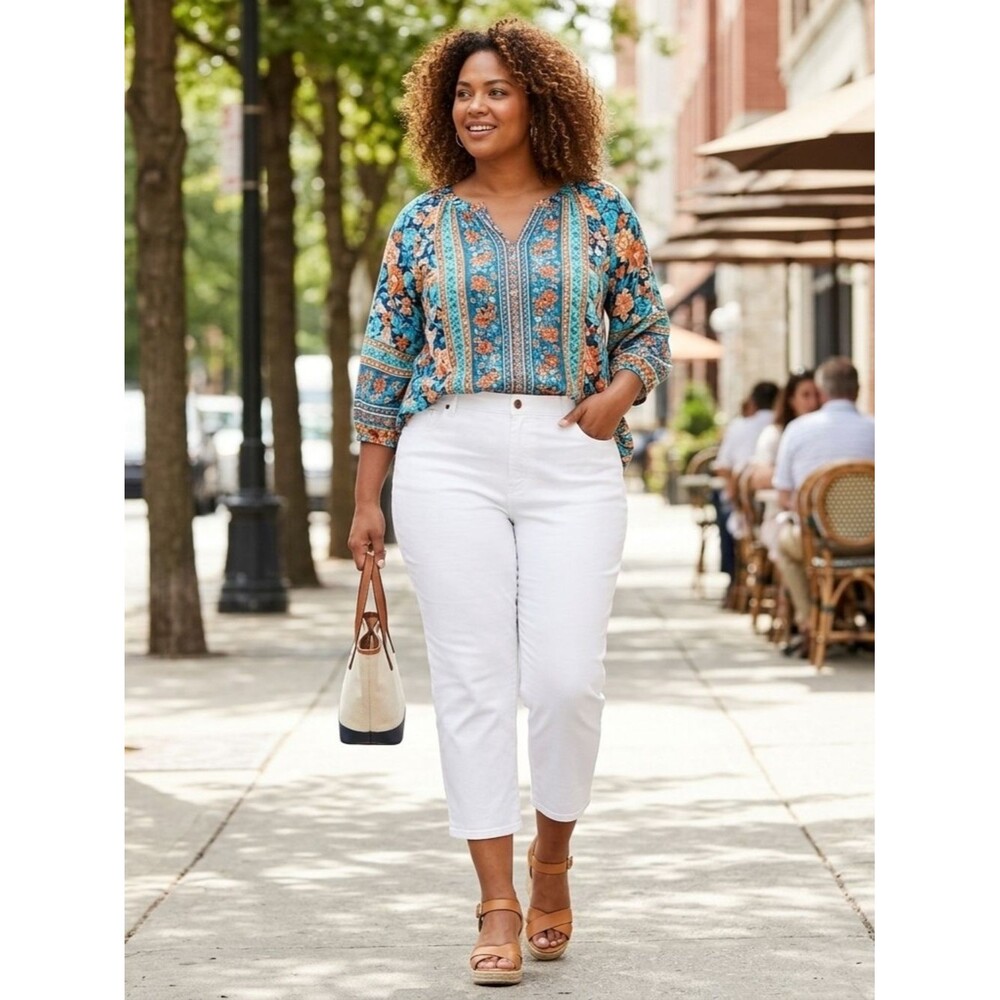 NWT Talbots Plus Petite High-Rise Straight White Ankle Jeans Size 20WP